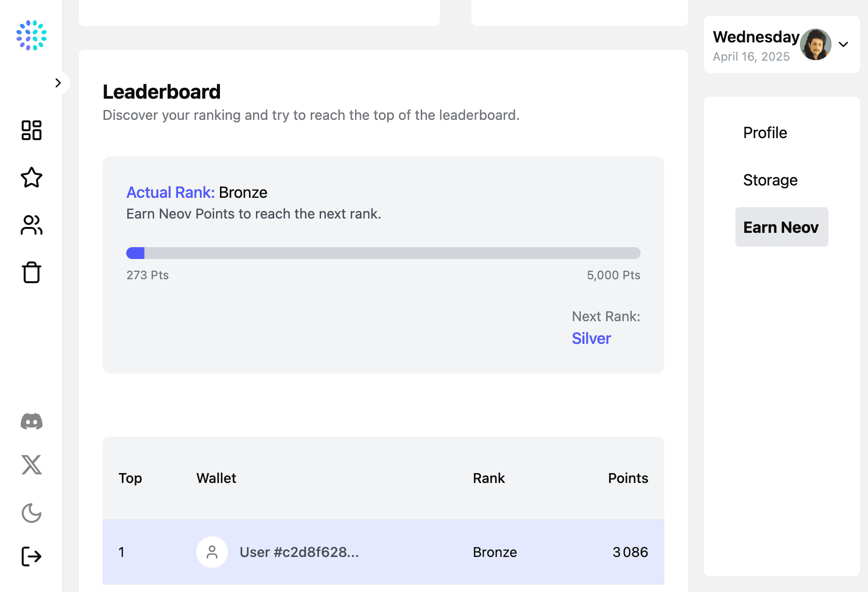 Interface utilisateur de Neova Drive