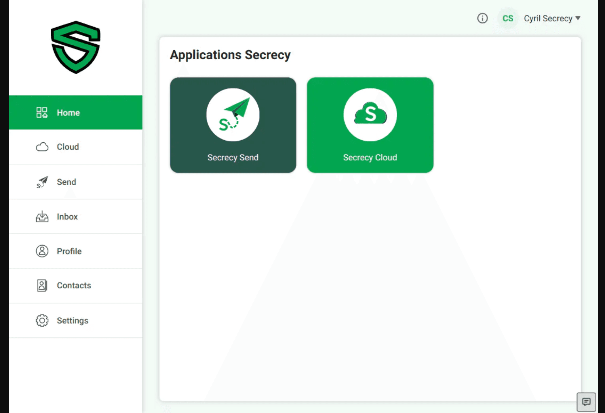 Capture d'écran de l'application Secrecy